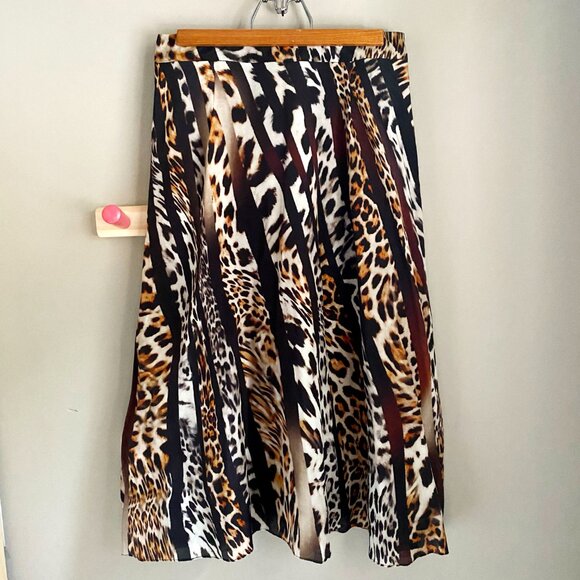 NWOT Kobi Halperin Silk Animal Print A-Line Midi Skirt - Picture 2 of 8